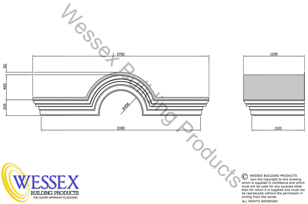Romsey GRP Portico Technical Drawing